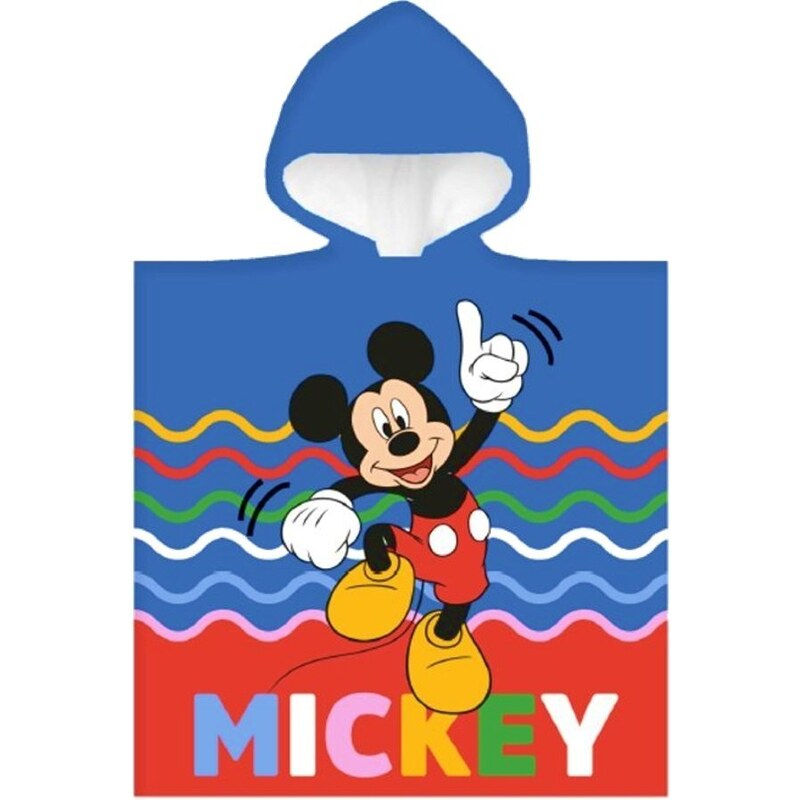 Carbotex Dětské / chlapecké plážové pončo - osuška s kapucí Mickey Mouse - Disney - 100% bavlna - 50 x 110 cm