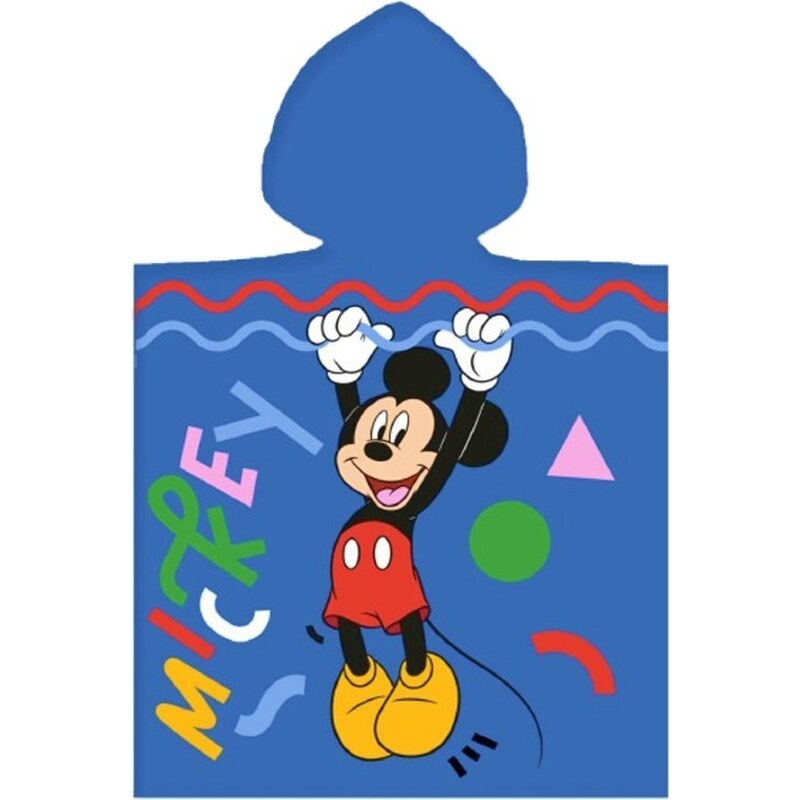 Carbotex Dětské / chlapecké plážové pončo - osuška s kapucí Mickey Mouse - Disney - 100% bavlna - 50 x 110 cm