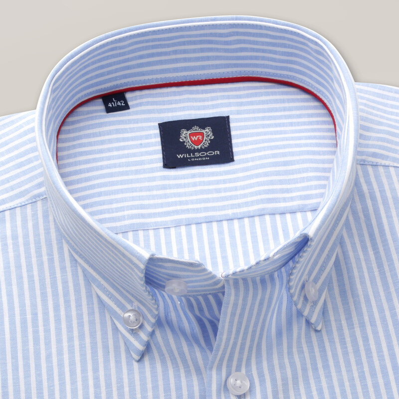 Willsoor Pánská slim fit košile světle modrá s pruhovaným vzorem 15406
