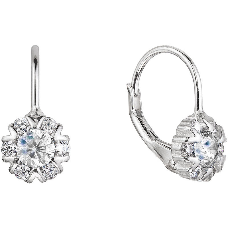 Stříbrné náušnice dětské kulaté se zirkony 11474.1 crystal