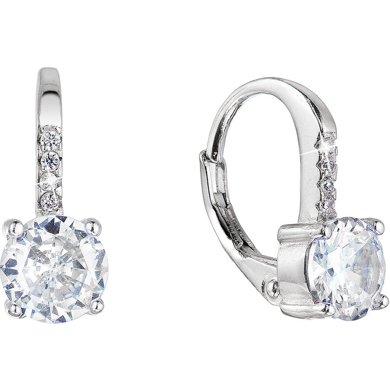Stříbrné náušnice kulaté se zirkony 11478.1 crystal