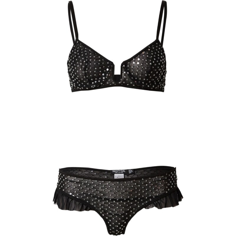 Nasty Gal Soupravy prádla černá / stříbrná