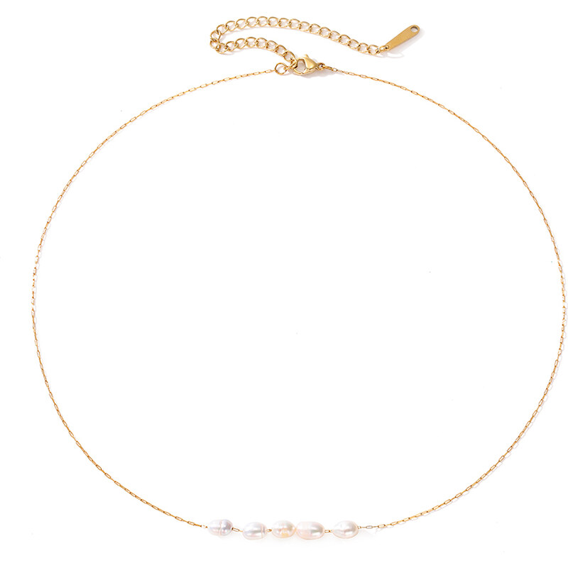 ORNAMENTI Pozlacený náhrdelník Pearl Clavicle gold