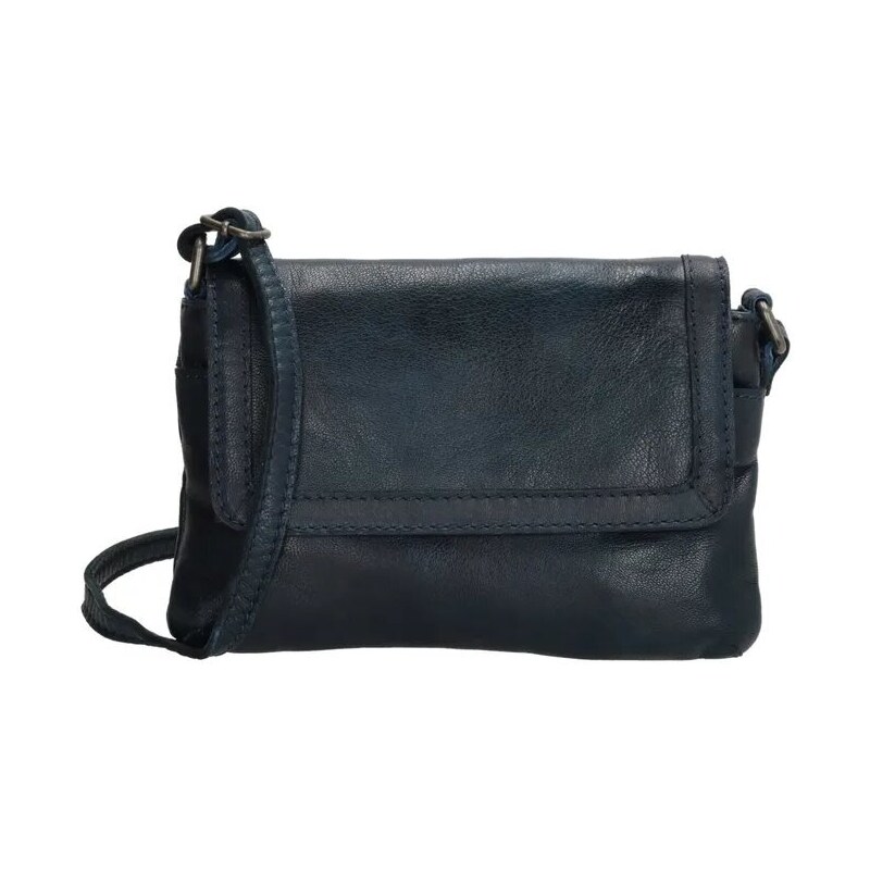 Beagles Modrá prošívaná kožená crossbody kabelka „Tanya