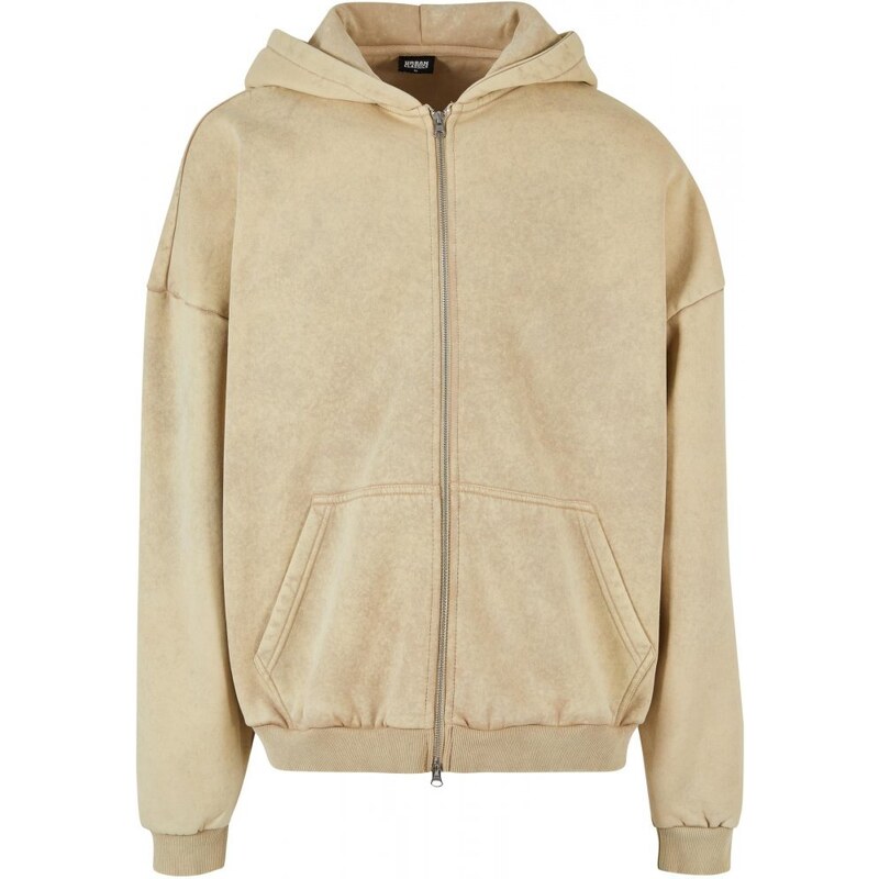 URBAN CLASSICS Heavy Sand Washed 90's Zip Hoody - unionbeige