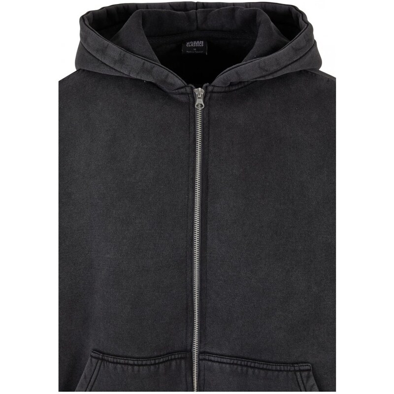 URBAN CLASSICS Heavy Sand Washed 90's Zip Hoody - black