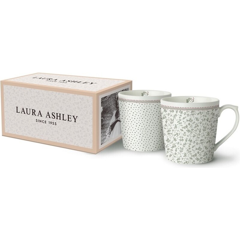 Laura Ashley UK Sada porcelánových hrnků Wild Green flower 320ml 2-set box