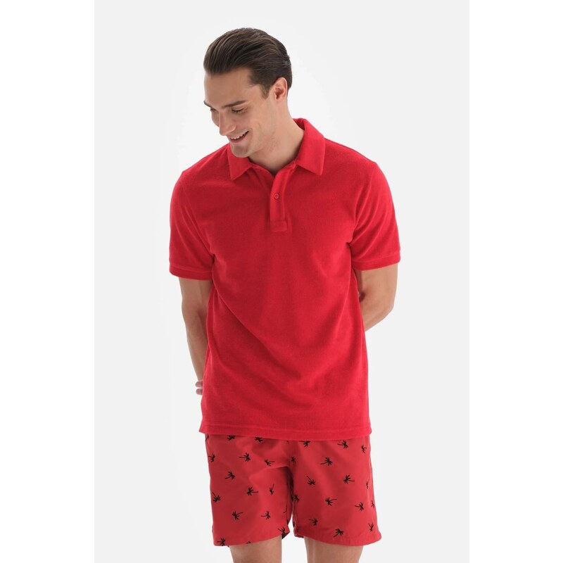 Dagi Red Towel Polo Neck T-Shirt