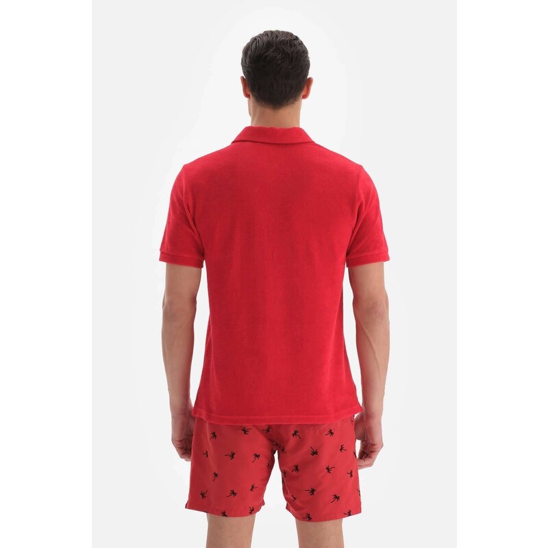 Dagi Red Towel Polo Neck T-Shirt