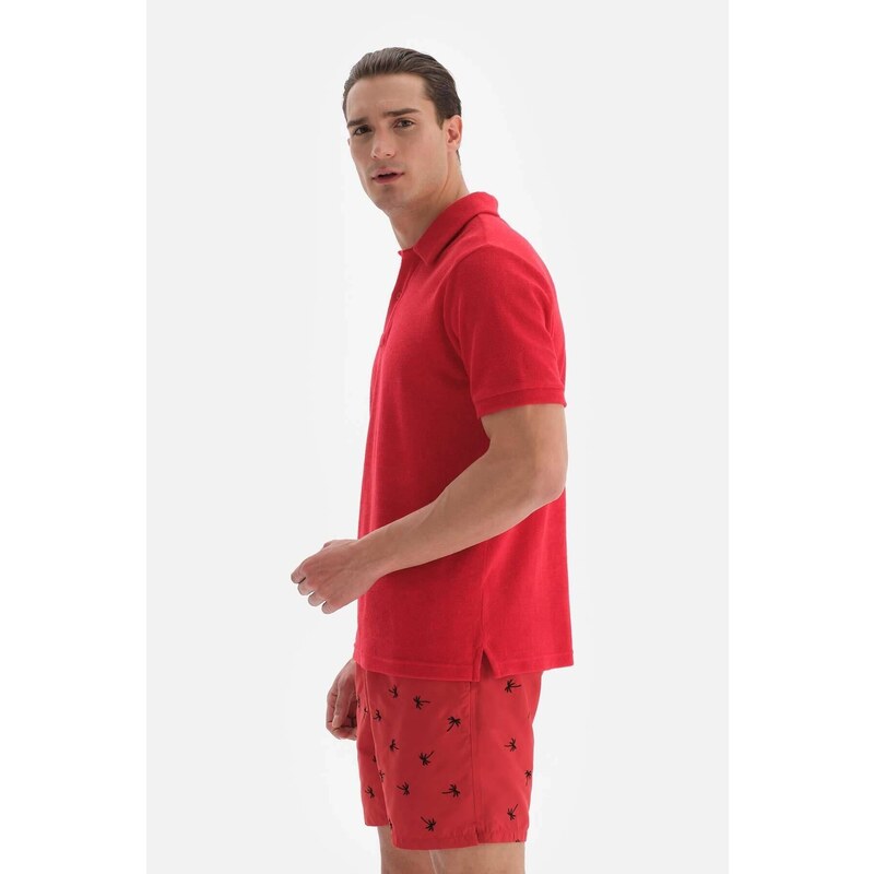 Dagi Red Towel Polo Neck T-Shirt