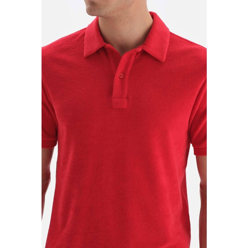 Dagi Red Towel Polo Neck T-Shirt