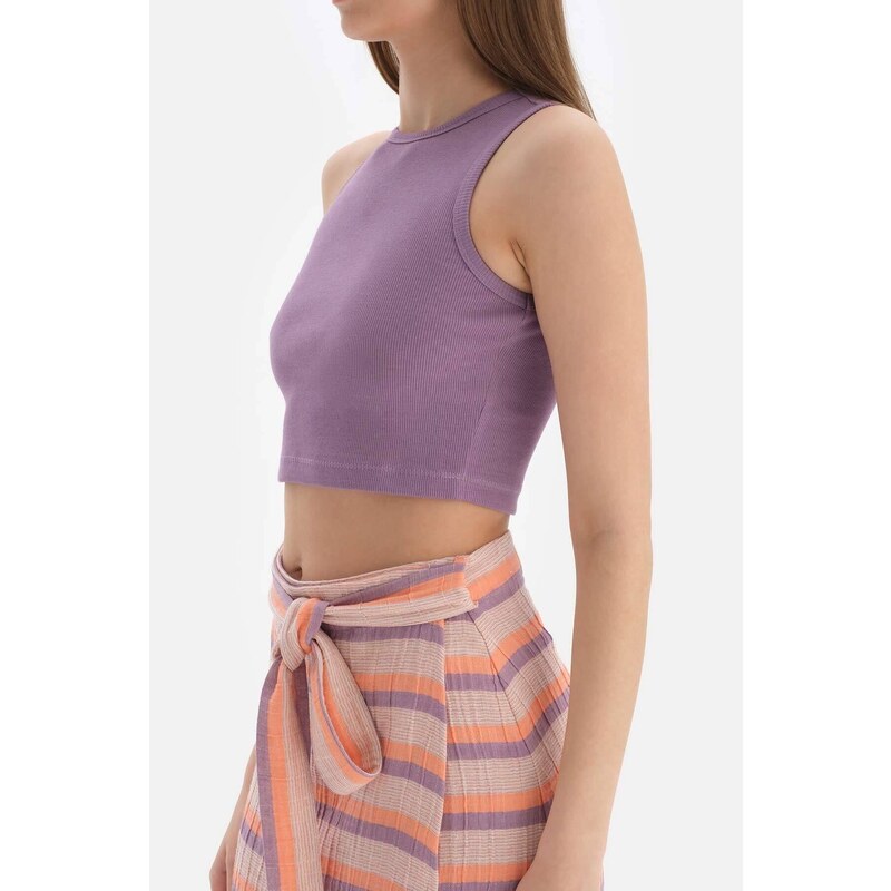 Dagi Lilac Ribbed Crop