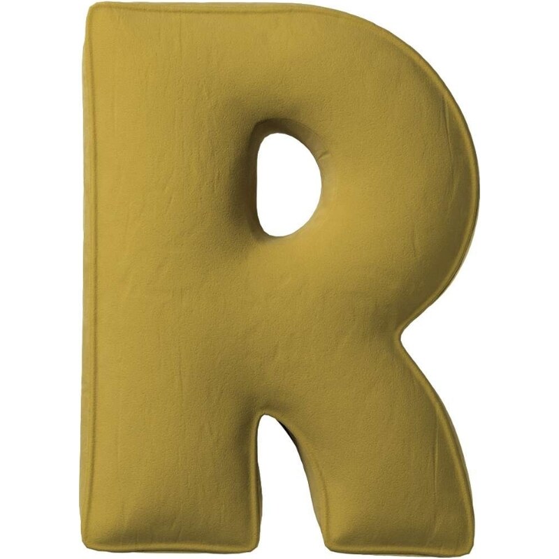 Yellow Tipi Olivově zelený sametový polštář písmeno R 40 cm
