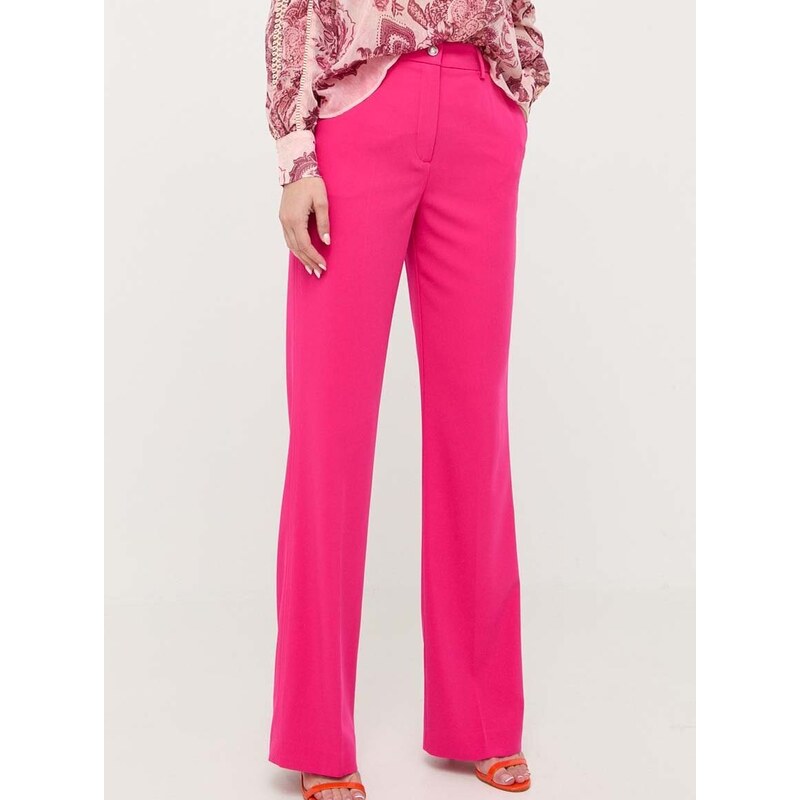 Kalhoty Guess dámské, růžová barva, jednoduché, high waist