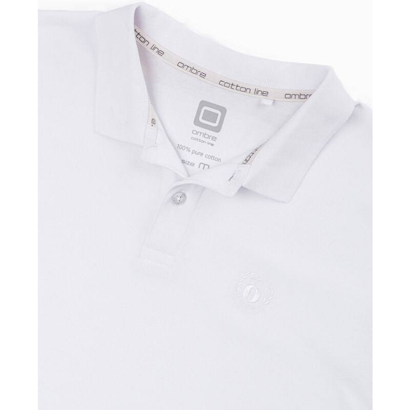 Ombre Clothing Pánská polokošile z piké úpletu - bílá V4 S1374