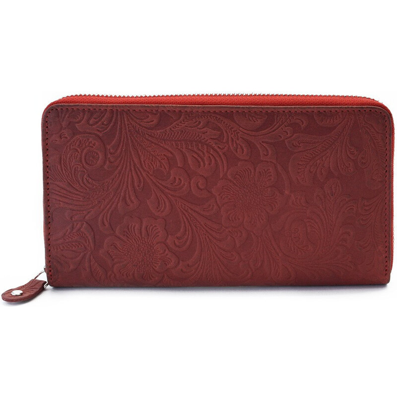 Červená velká zipová dámská peněženka Aristea
