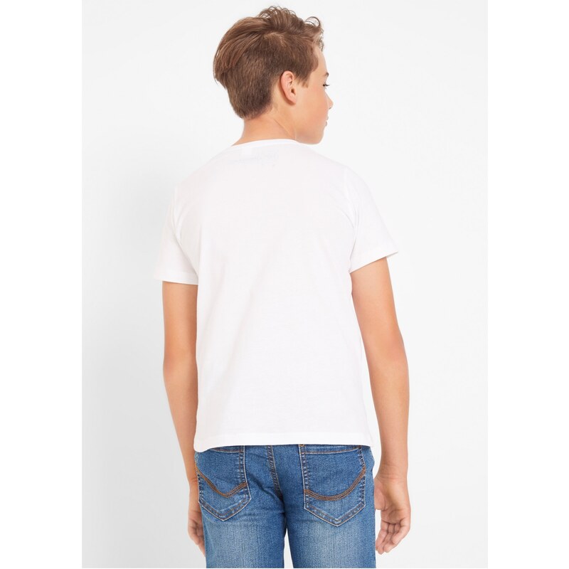 bonprix Základní triko pro chlapce (3 ks v balení) Bílá