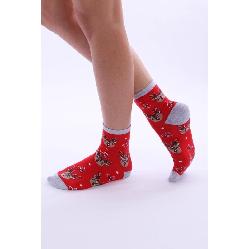 Steven Kvalitní ponožky Reindeer 1 červené