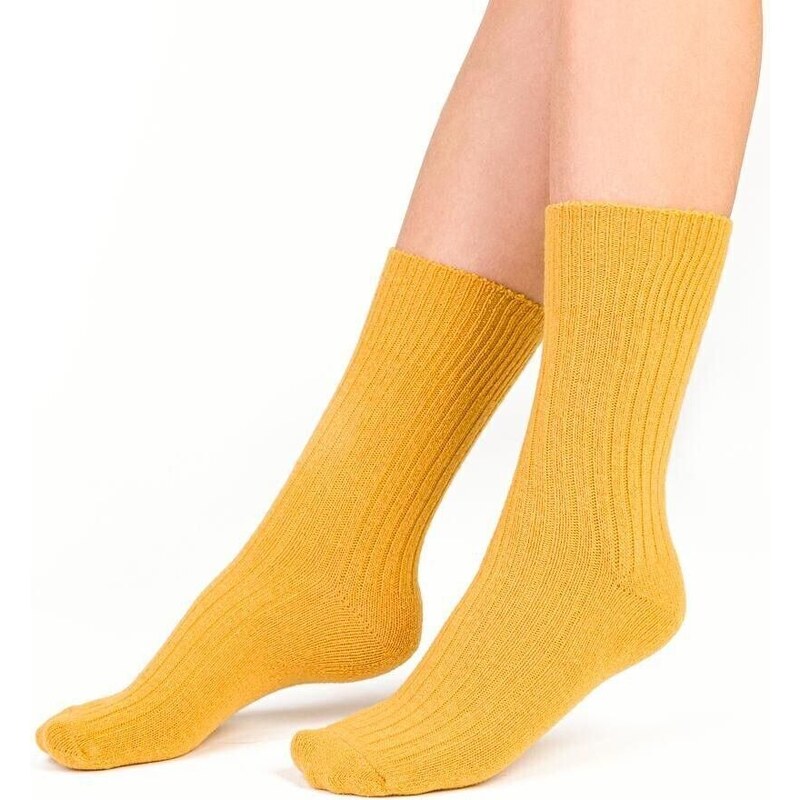Steven Hřejivé ponožky 093 okrově žluté s vlnou
