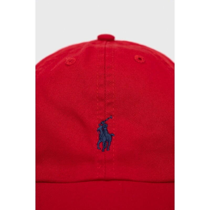 Dětská bavlněná čepice Polo Ralph Lauren červená barva, hladká