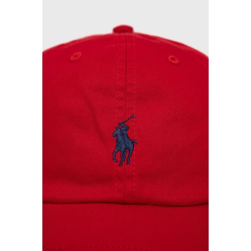 Dětská bavlněná čepice Polo Ralph Lauren červená barva, hladká