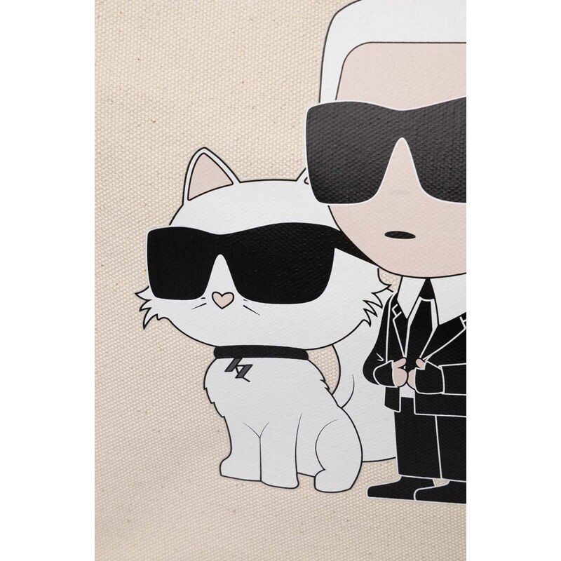 Bavlněná kabelka Karl Lagerfeld béžová barva