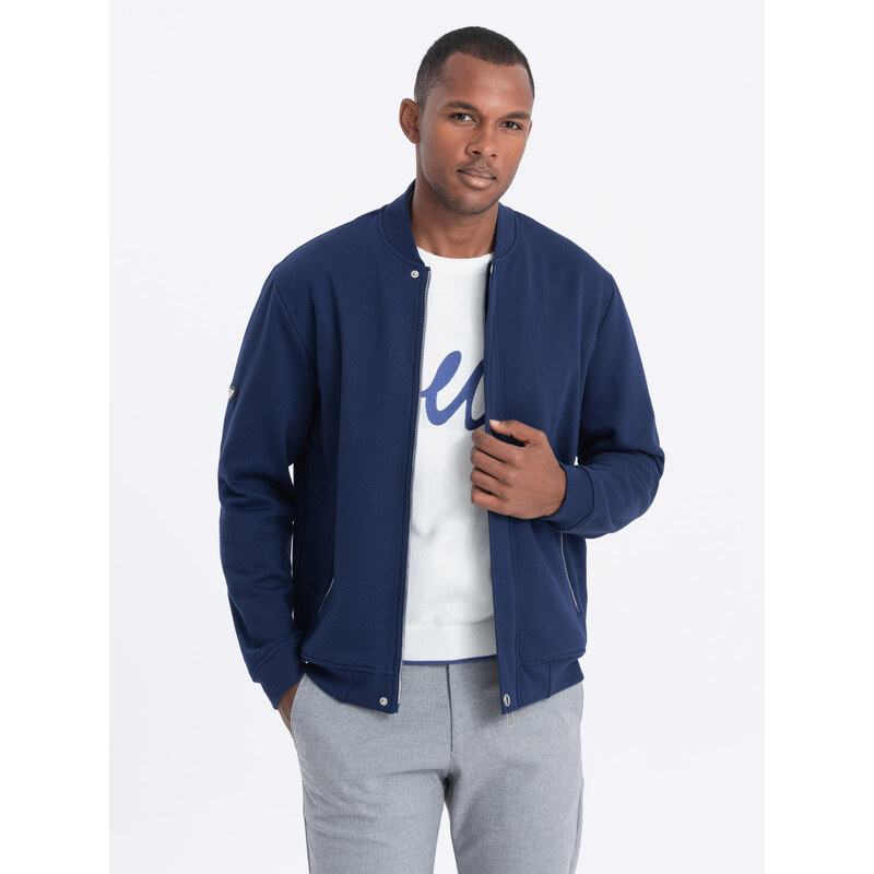 Ombre Men's unbuttoned bomber sweatshirt - dark blue