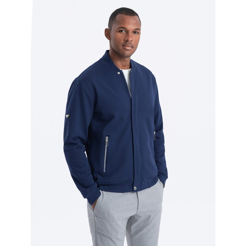 Ombre Men's unbuttoned bomber sweatshirt - dark blue