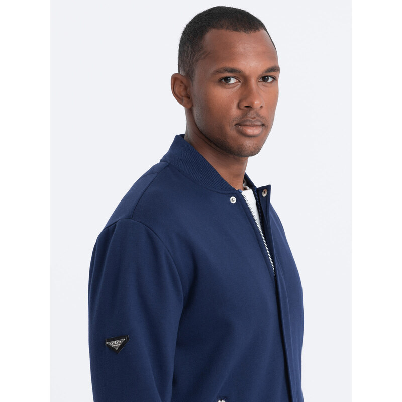 Ombre Men's unbuttoned bomber sweatshirt - dark blue