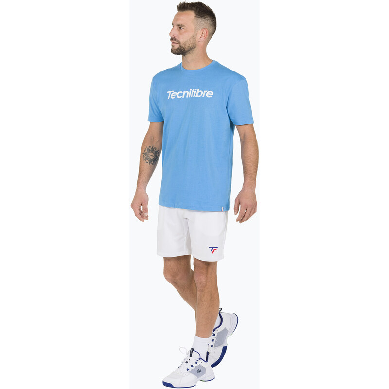 Pánské tenisové tričko Tecnifibre Team Cotton Tee azur