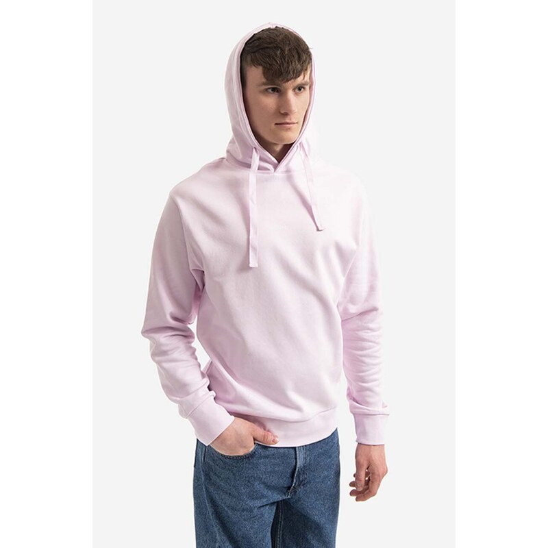 Bavlněná mikina A.P.C. Hoodie Larry pánská, růžová barva, s kapucí, hladká, COEIP-H27622 BLACK