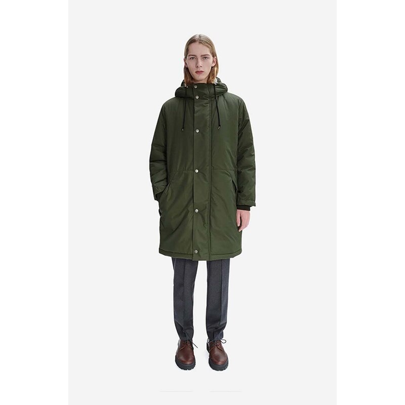 Bunda A.P.C. Parka Hector COEZV-H30179 BLACK pánská, zelená barva, přechodná