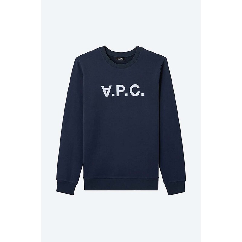 Bavlněná mikina A.P.C. Sweat Vpc COECQ-H27378 BLACK pánská, tmavomodrá barva, s aplikací