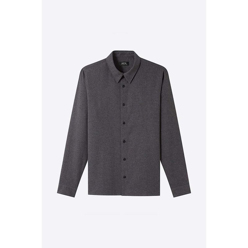 Košile A.P.C. Chemise Vincent COEUT-H12426 GREY HEATHER šedá barva, regular, s klasickým límcem