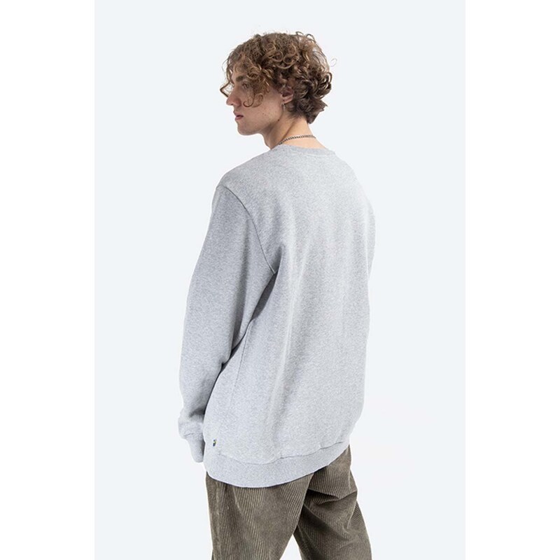 Bavlněná mikina Fjallraven Logo Sweater pánská, šedá barva, s aplikací, F84142