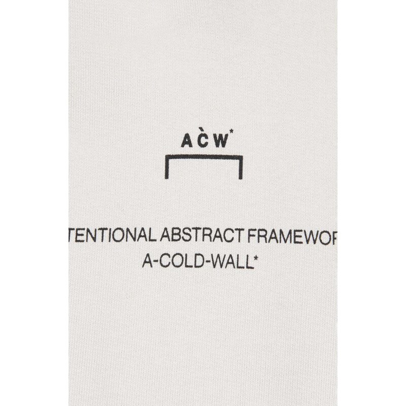 Bavlněná mikina A-COLD-WALL* Brutalist Hoodie pánská, šedá barva, s kapucí, s potiskem, ACWMW094-BONE