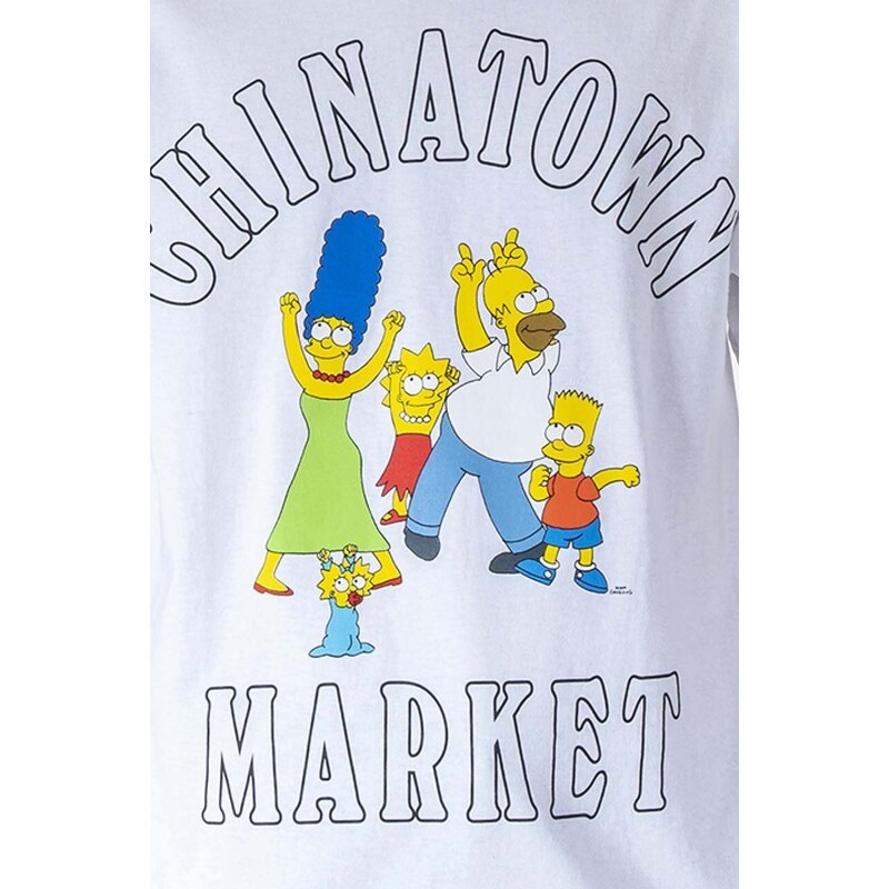 Bavlněné tričko Market Chinatown Market x The Simpsons Family OG Tee bílá barva, s potiskem, CTM1990346-white