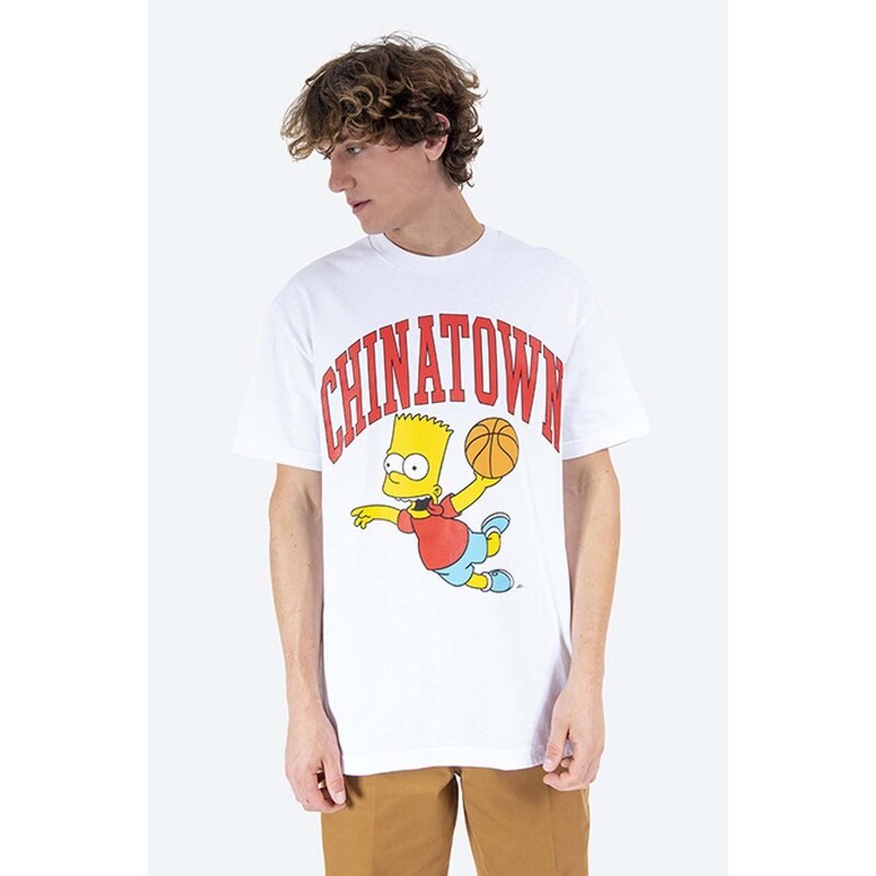 Bavlněné tričko Market Chinatown Market x The Simpsons Air Bart Arc T-shirt bílá barva, s potiskem, CTM1990348-white