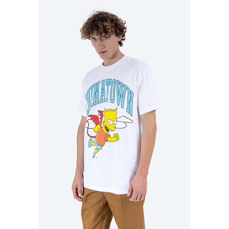 Bavlněné tričko Market Chinatown Market x The Simpsons Devil Arc T-shirt bílá barva, s potiskem, CTM1990342-white