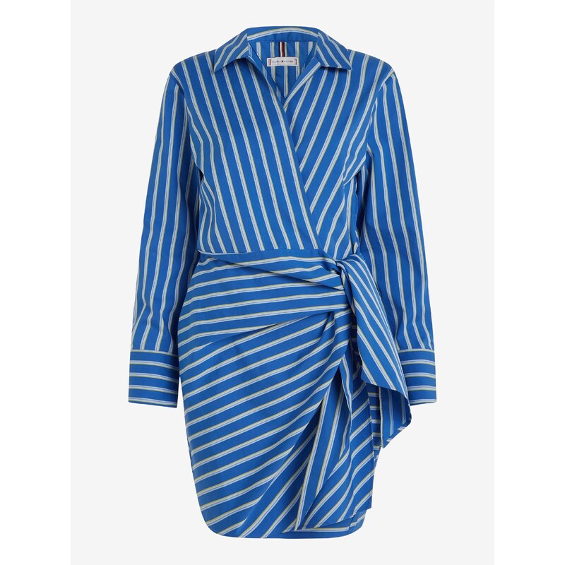 Modré dámské pruhované zavinovací šaty Tommy Hilfiger - Dámské