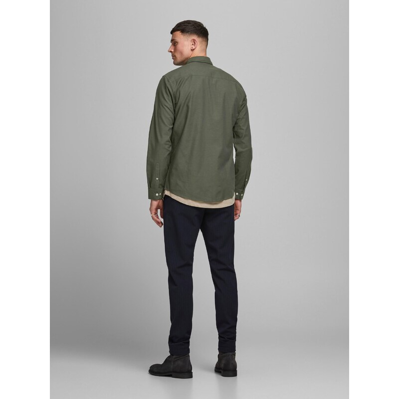 Khaki pánská svrchní košile Jack & Jones Oxford - Pánské