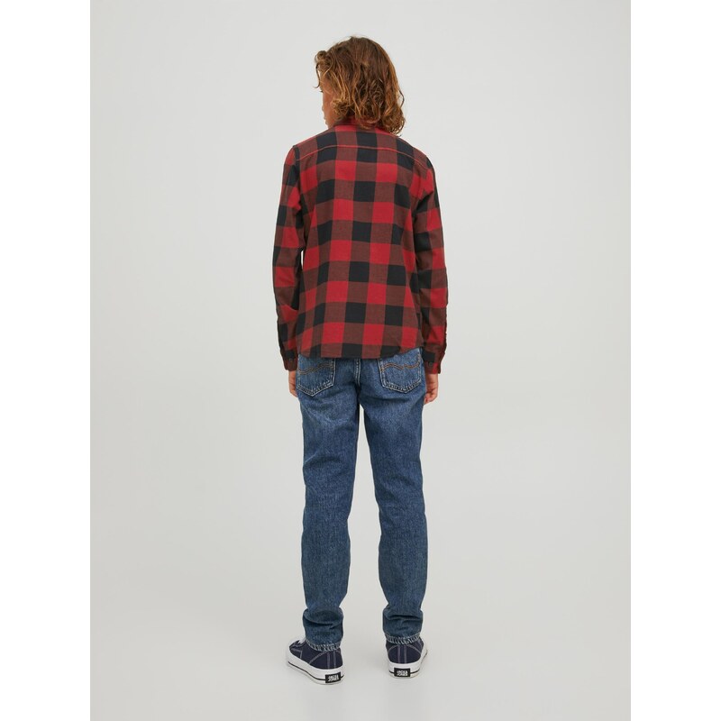 Černo-červená klučičí kostkovaná košile Jack & Jones Gingham - Kluci