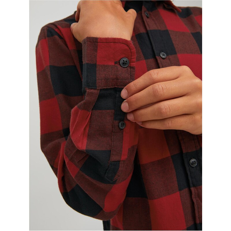 Černo-červená klučičí kostkovaná košile Jack & Jones Gingham - Kluci