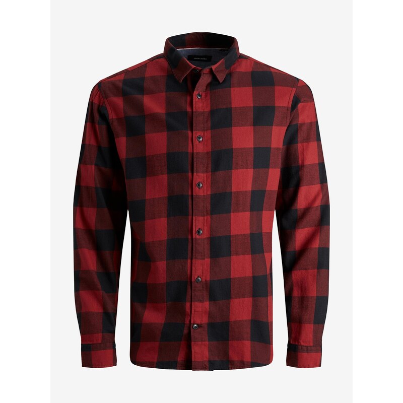 Černo-červená klučičí kostkovaná košile Jack & Jones Gingham - Kluci