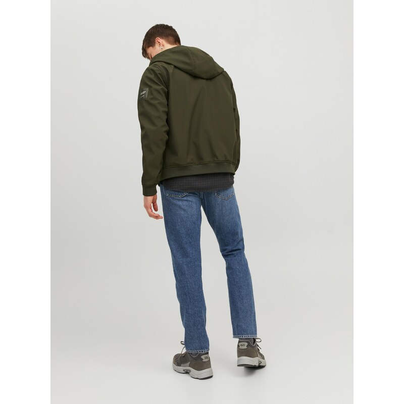 Khaki pánská lehká softshellová bunda Jack & Jones Basic - Pánské