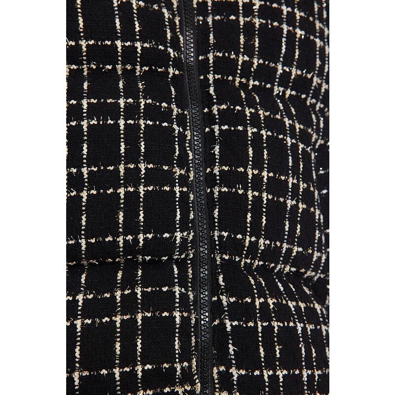 Trendyol Black Premium Oversize Tweed Puffy Coat