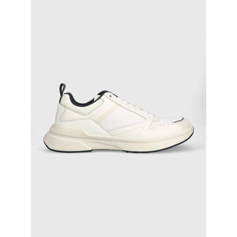 Sneakers boty Calvin Klein LOW TOP LACE UP MIX béžová barva, HM0HM01044