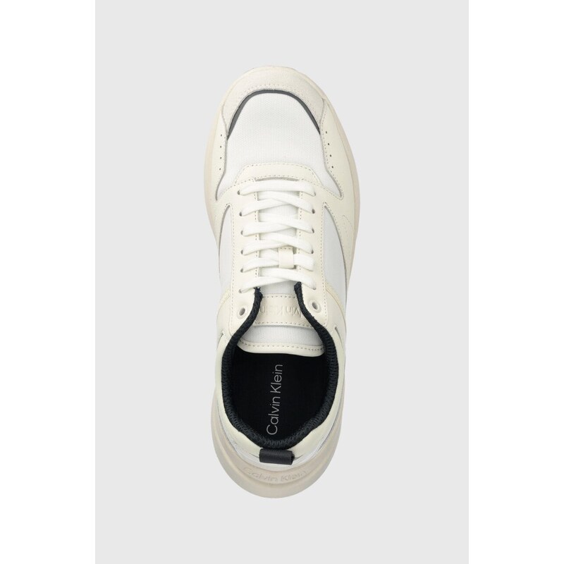 Sneakers boty Calvin Klein LOW TOP LACE UP MIX béžová barva, HM0HM01044