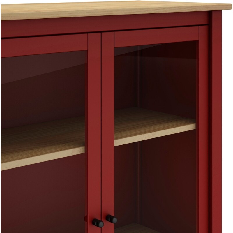 Červená dřevěná vitrína Marckeric Misti 110 x 90 cm
