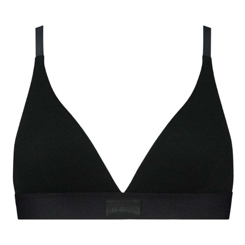 Bye Bra Černá vystužená podprsenka Natural Rib Triangle Bra Top